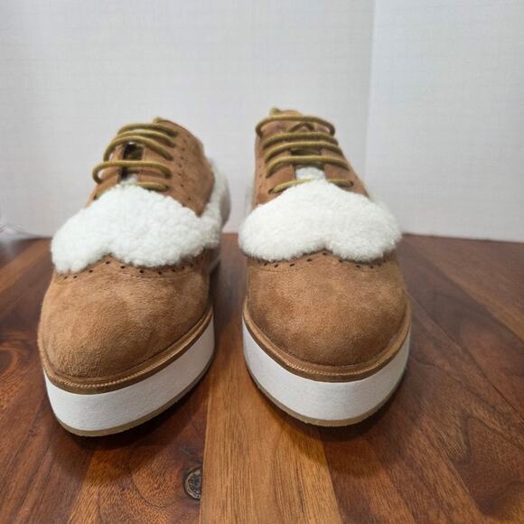 Australia Luxe Collective Suede And Sherling Tan and White Platform Oxford Sz 7 - Picture 5 of 16